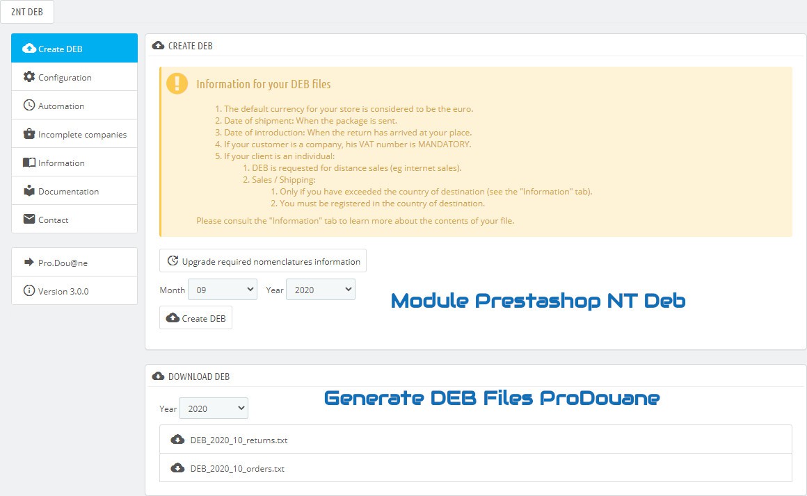NTDeb : Generate DEB files for ProDouane