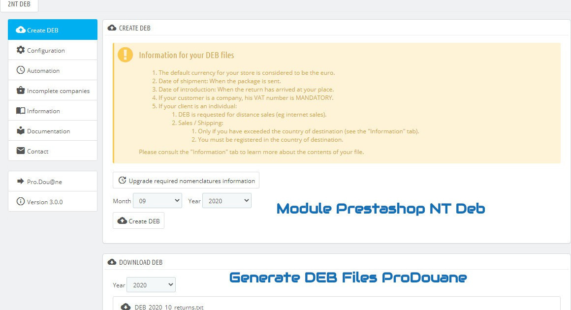 NTDeb : Generate DEB files for ProDouane