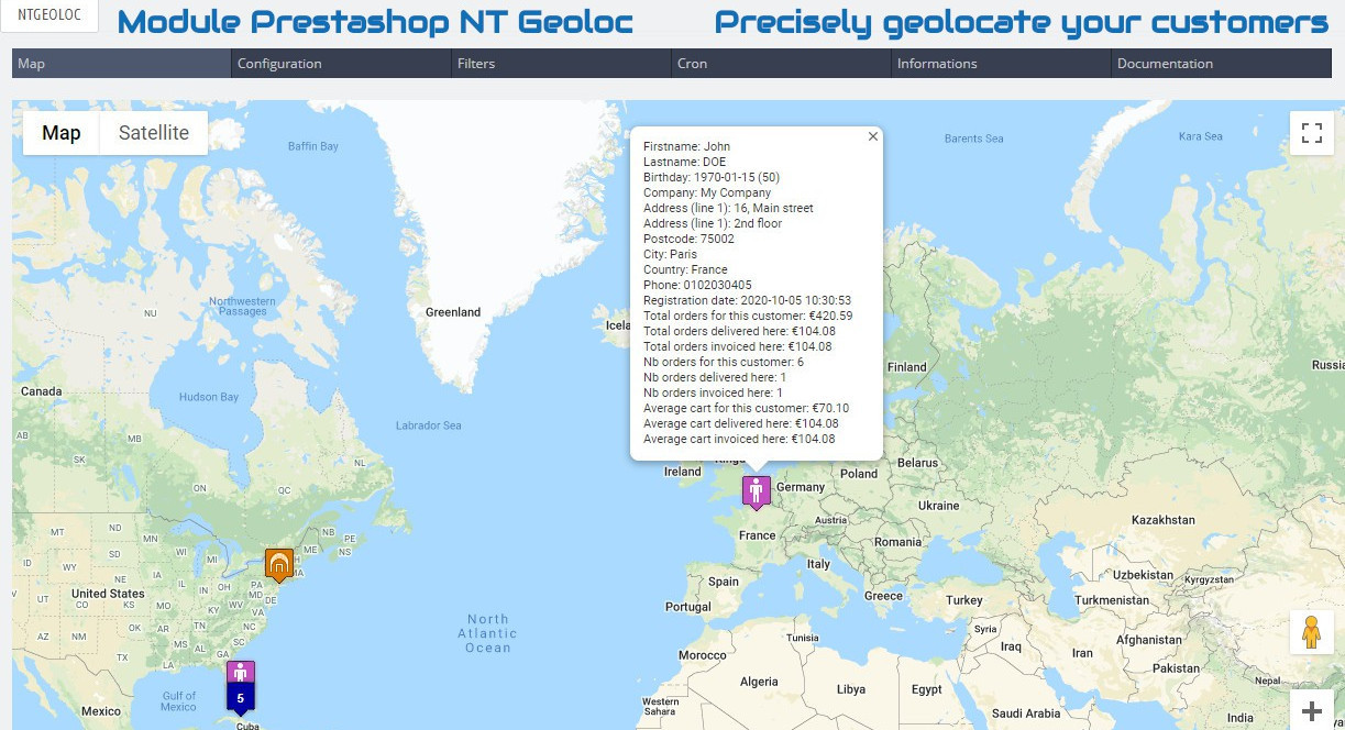 Module Prestashop NT Geoloc : Precisely geolocate your customers